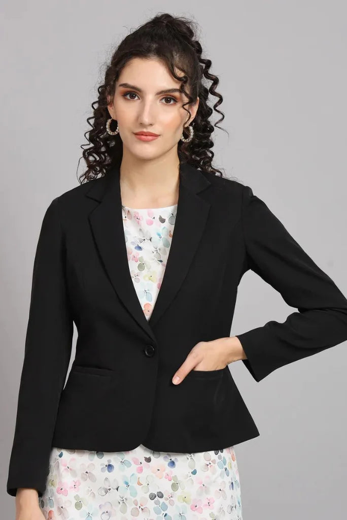 Women black blazer-front