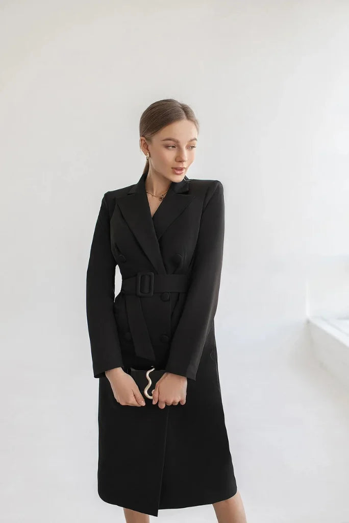 Women_Black_Double_Breasted overcoat