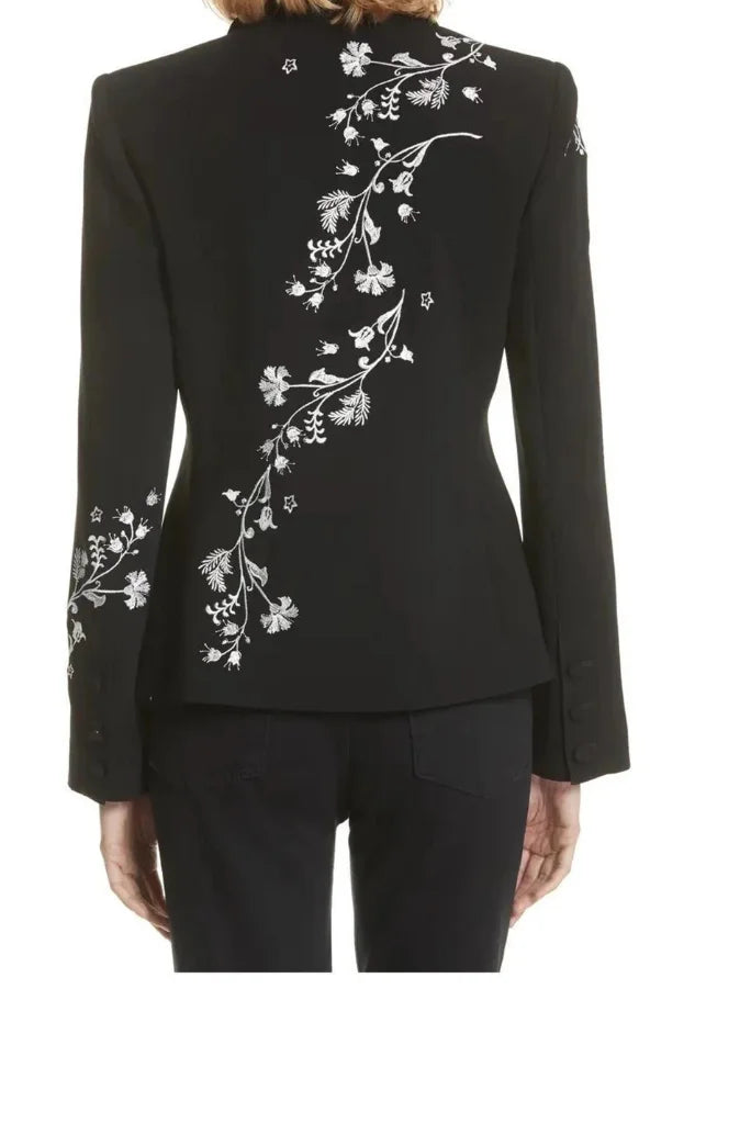 Women black embroidery suit-back