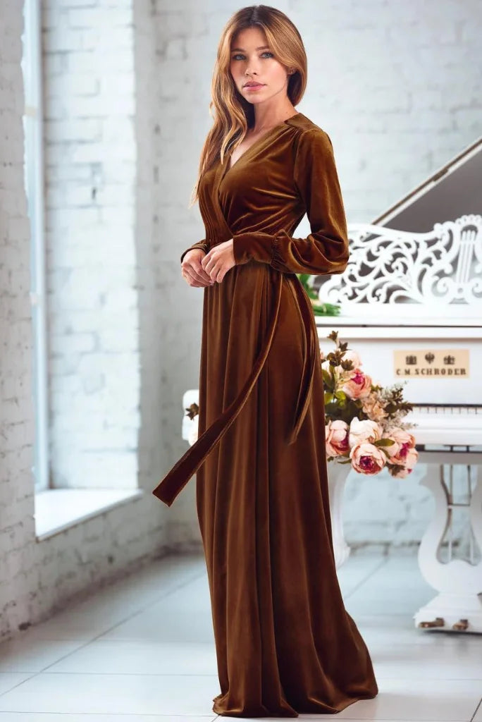 Brown robe for women-side