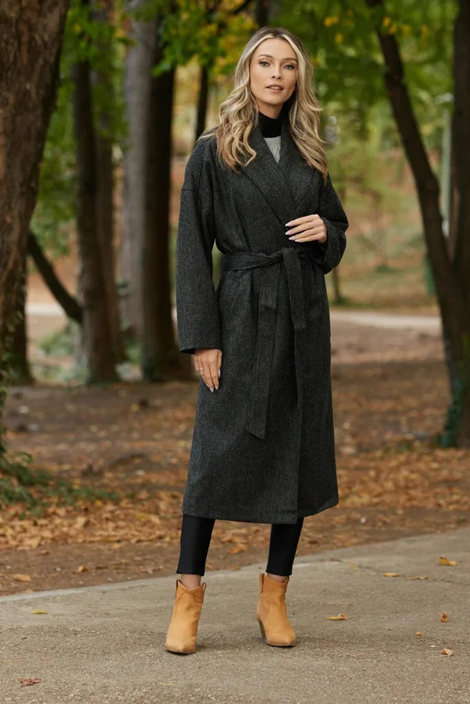 Grey long coat for women