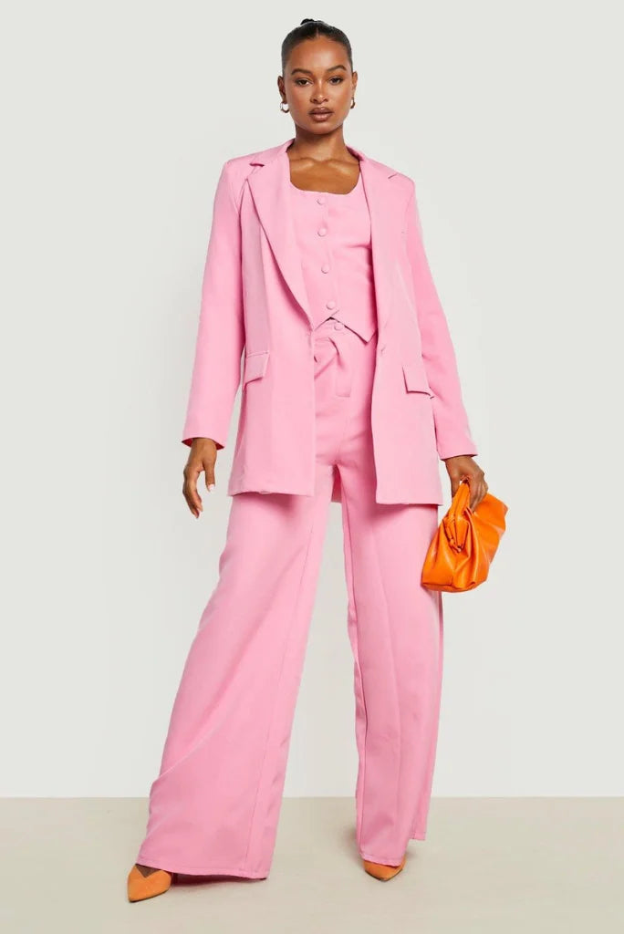 Women pink three piece suit-front