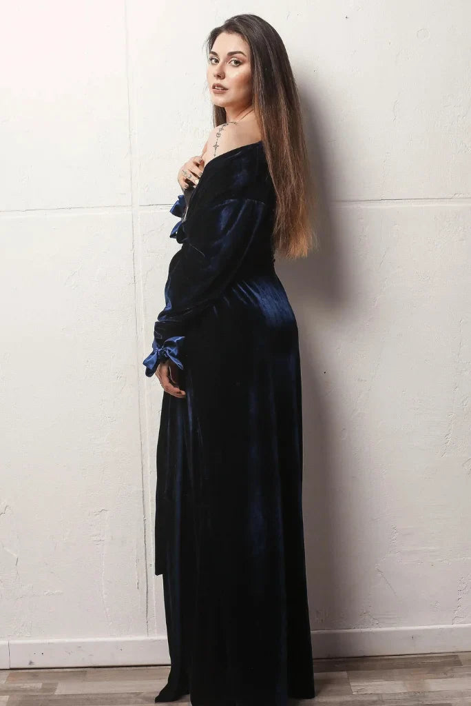 Women velvet robe-back