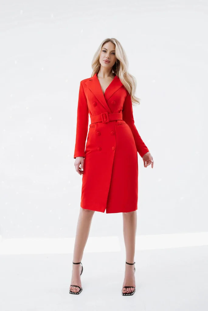 Red long coat for women