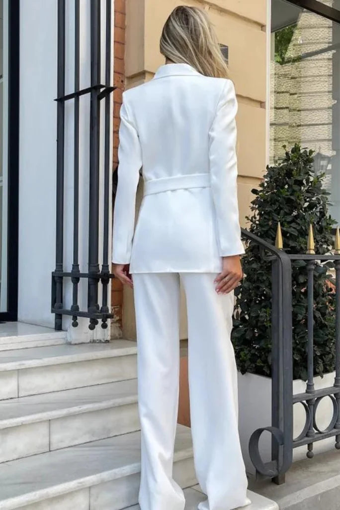 Women white stylish suit-back