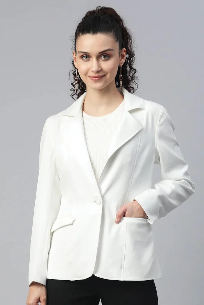 Women white blazer-front