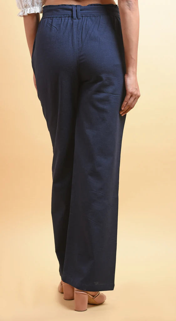 Women blue pant-back