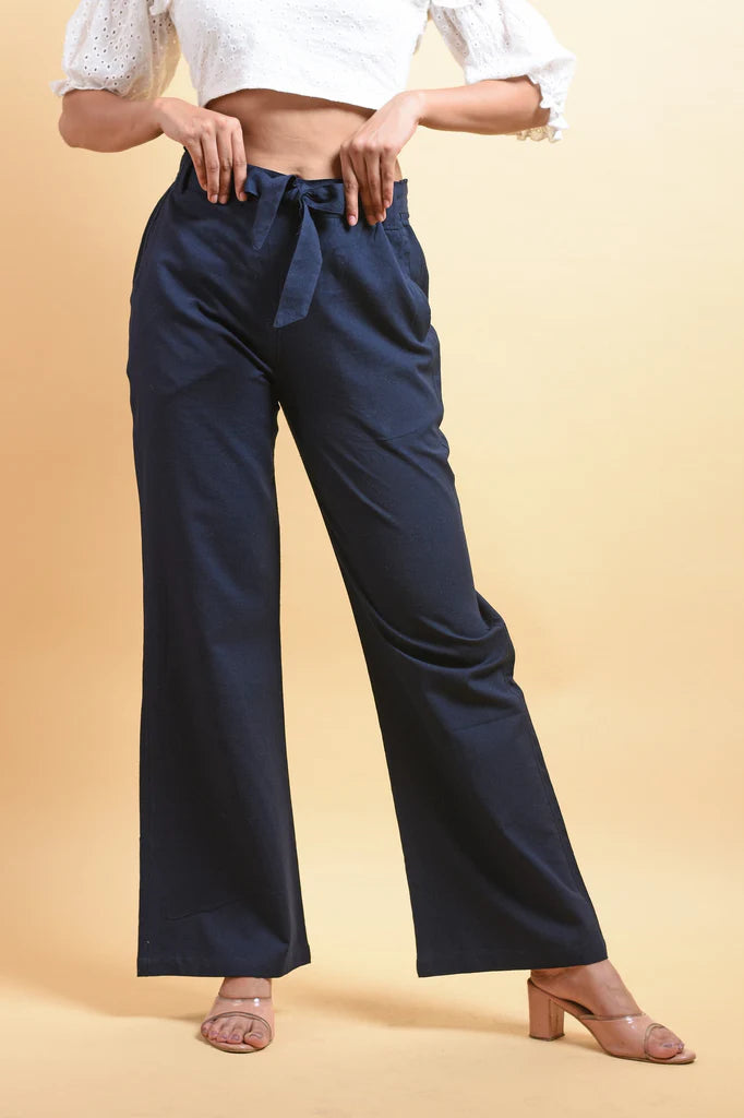 Women blue pant-front