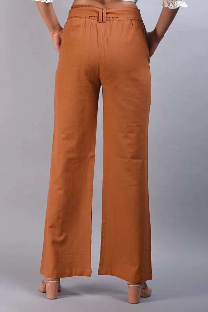 Brown elegant pant for women-back