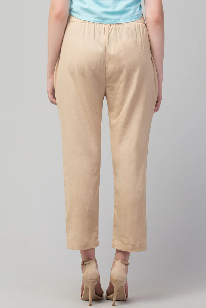 Women cream pant-back