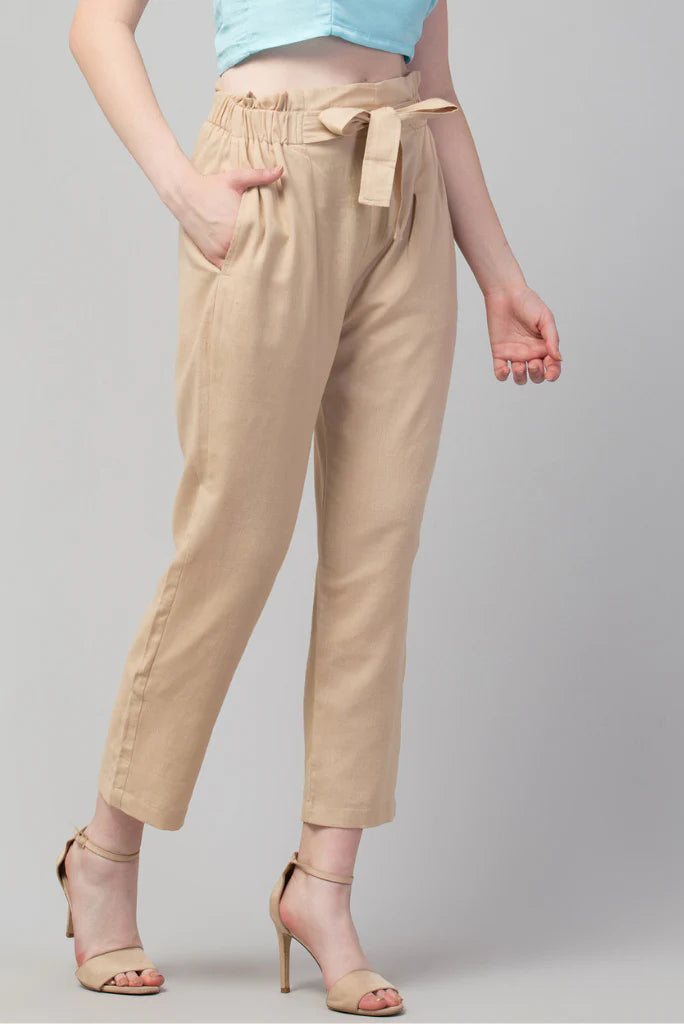 Women cream pant-side