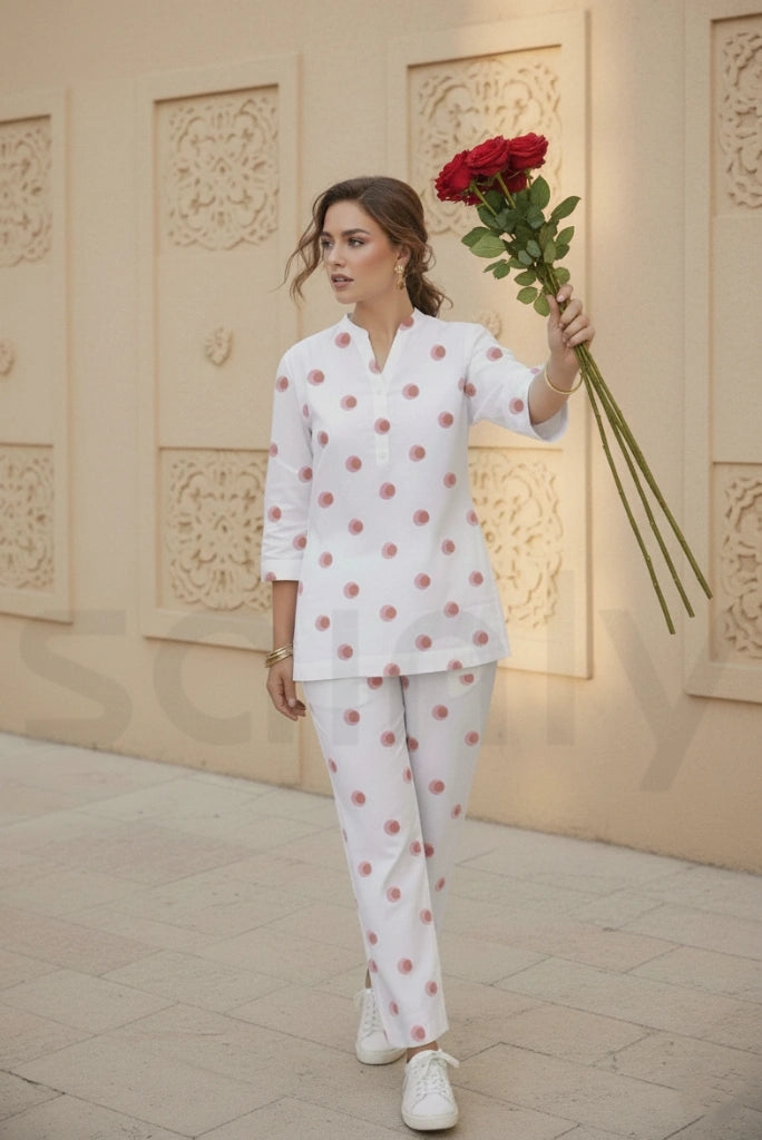 Trendy women printed two piece suit for casual wear