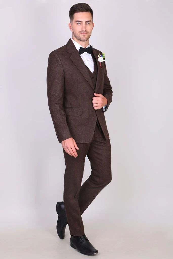 wedding wear tweed groom suit-Front