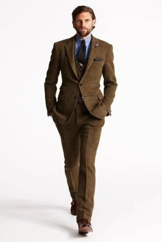 tweed stylish suit for men-Front
