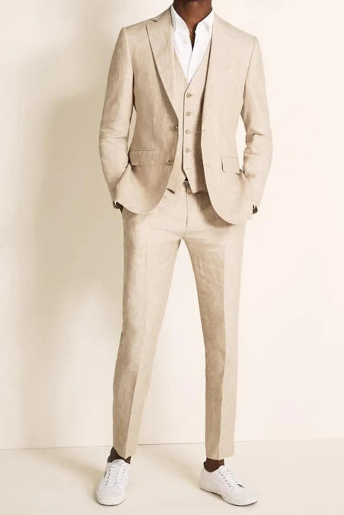 men beige party wear luxury suit-Front
