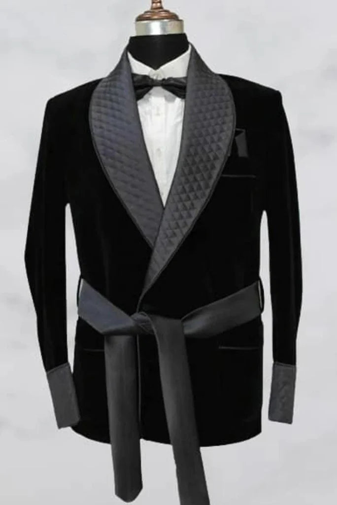 black smoking jacket for men-Front