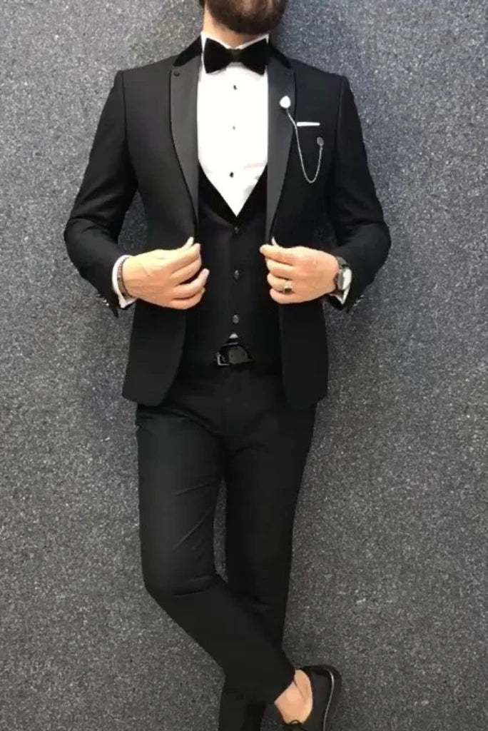 men black wedding wear designer suit-Front