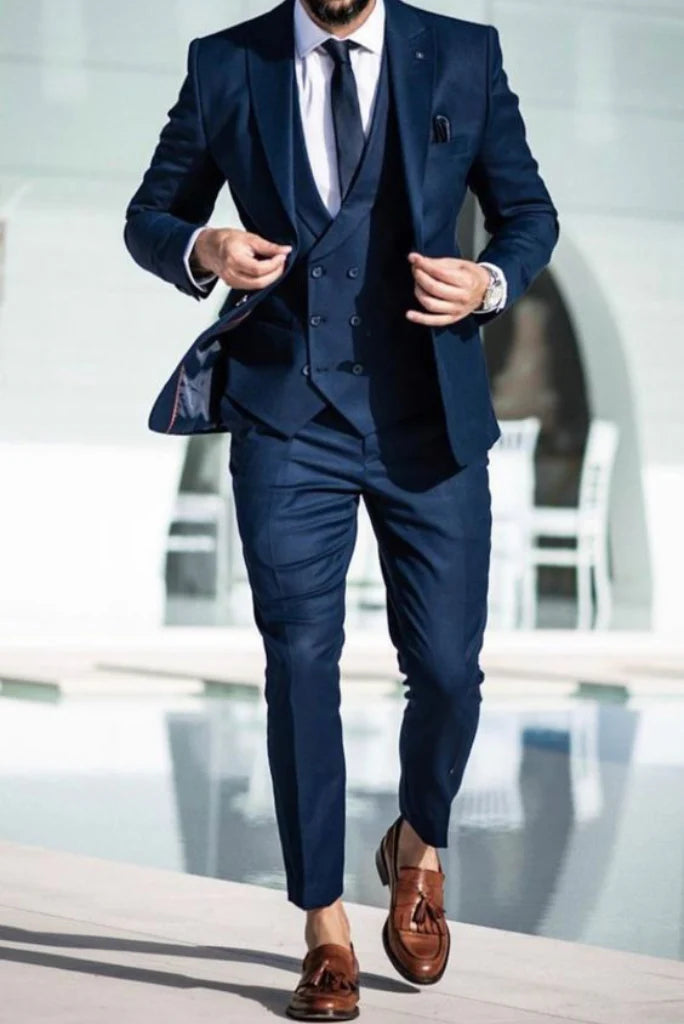 men formal wear three piece wedding suit-Fronts