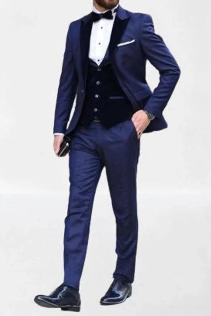 blue wedding and party wear suit for men-Front