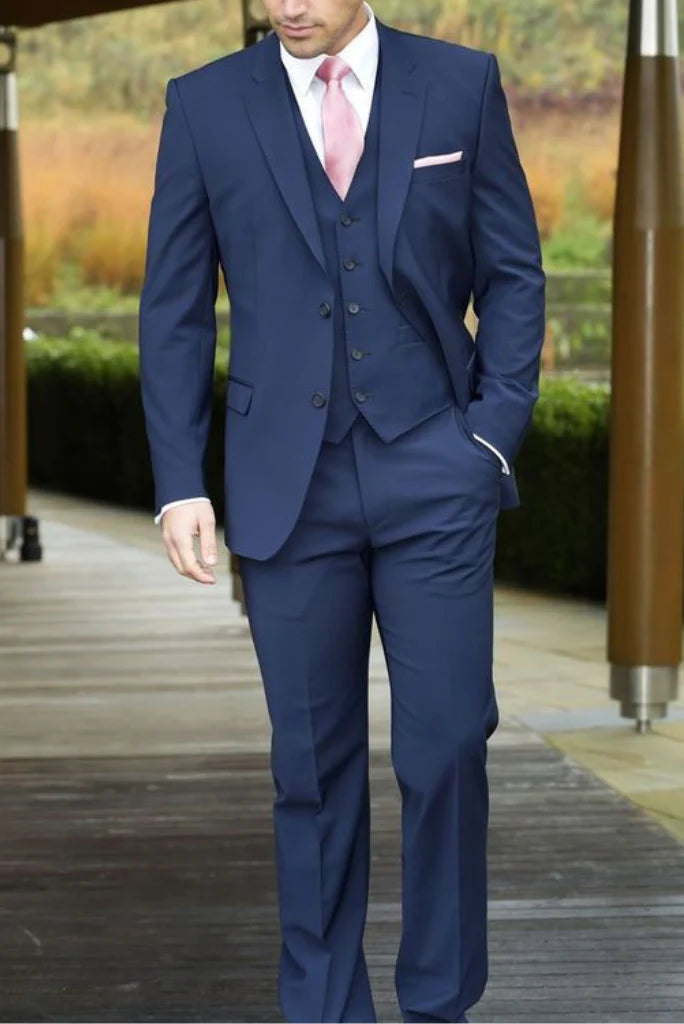 men blue wedding wear and party wear suit-Front