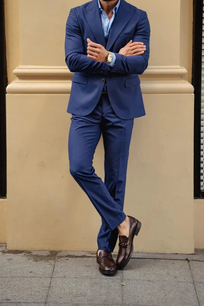 men 3 piece blue party wear suit for men-Front