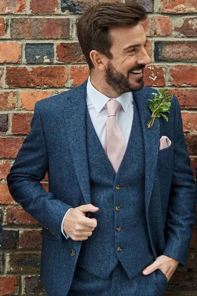 groomsmen tweed wedding wear suit for men-Front