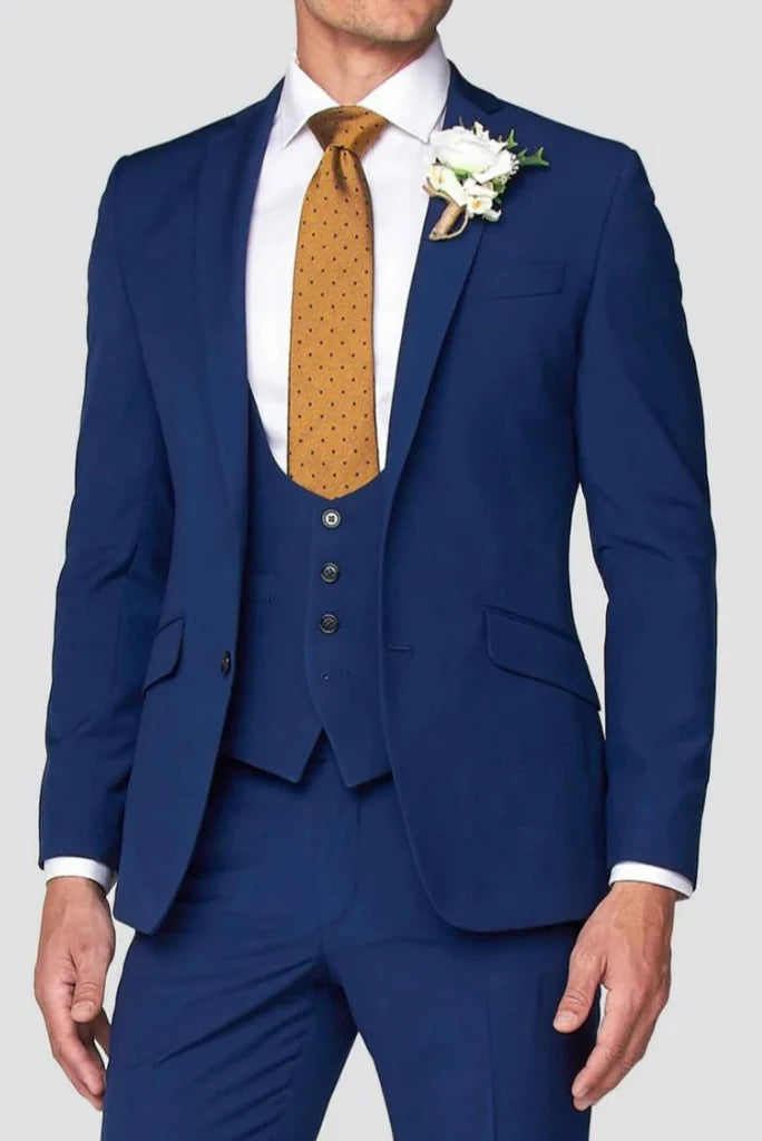 men three piece blue suit for men-Front
