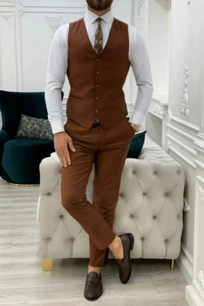 men wedding wear and party wear brown suit-Front