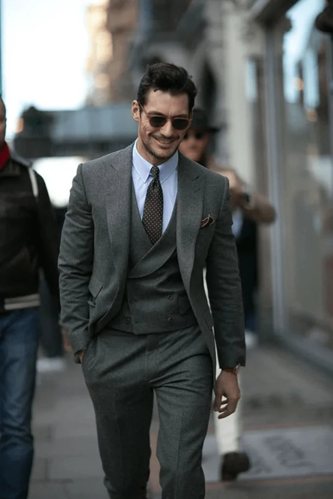 men party wear and wedding wear tweed suit for men-Front