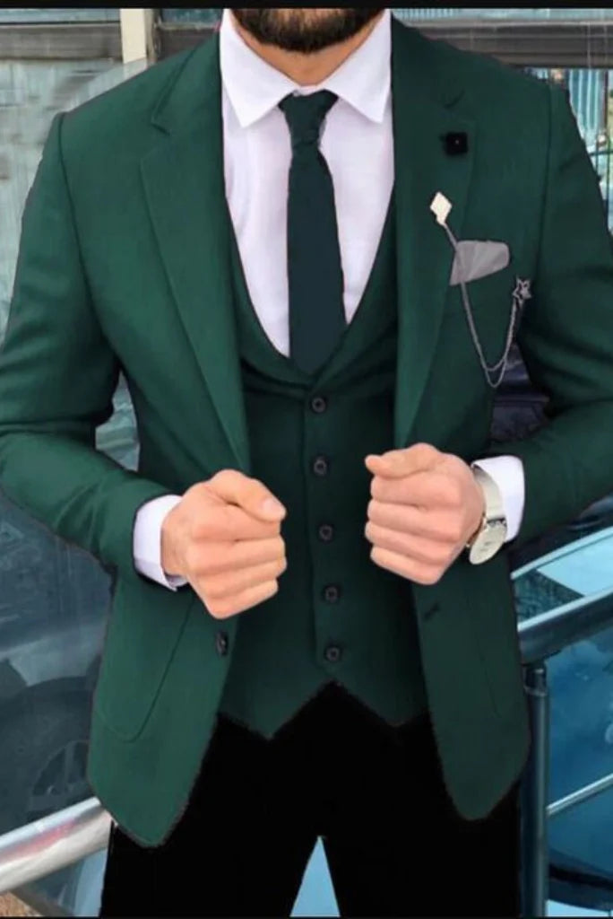 green wedding wear stylish suit for groomsmen-Front