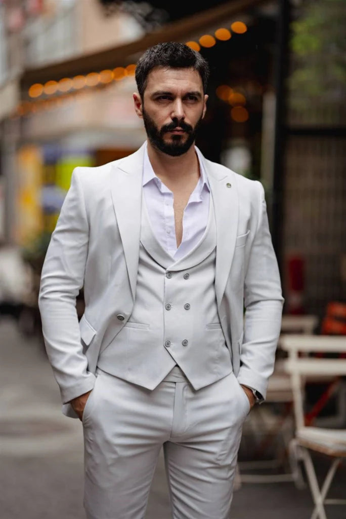 men stylish wedding grey suit-Front
