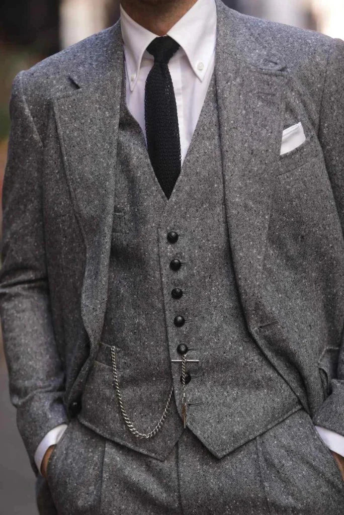 men grey wedding and party wear suit-Front