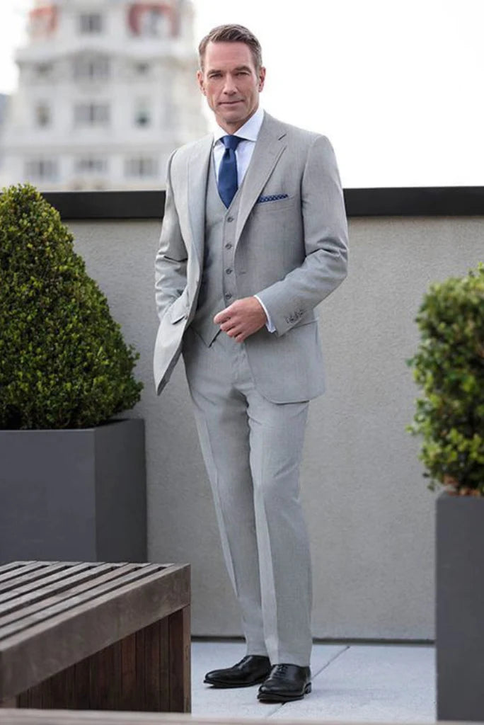 groom wedding grey luxury suit-Front