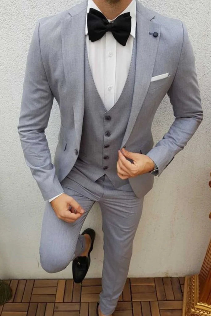 men stylish party wear grey suit-Front