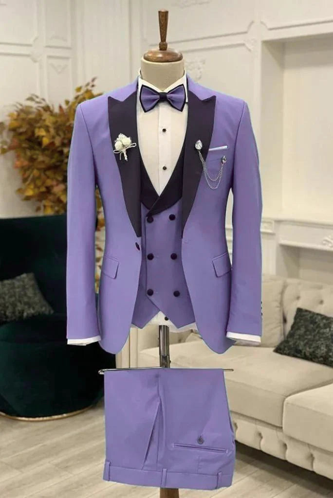 men purple stylish wedding wear suit-Front