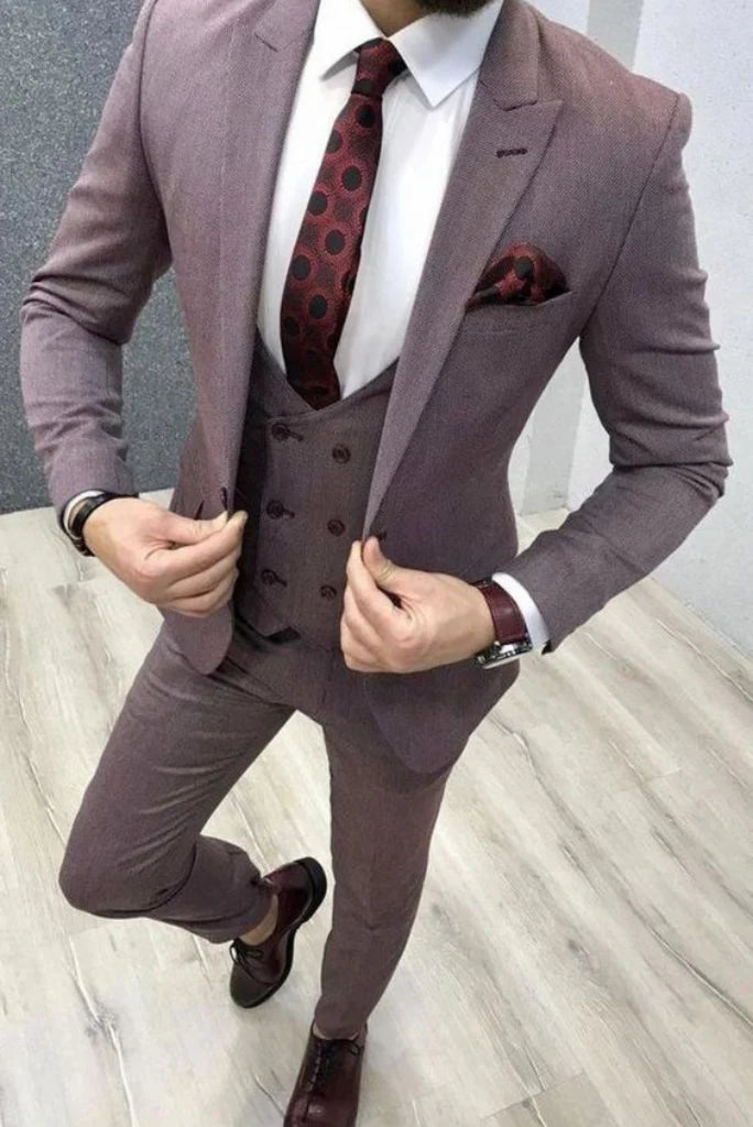 stylish three piece designer suit for men-Front