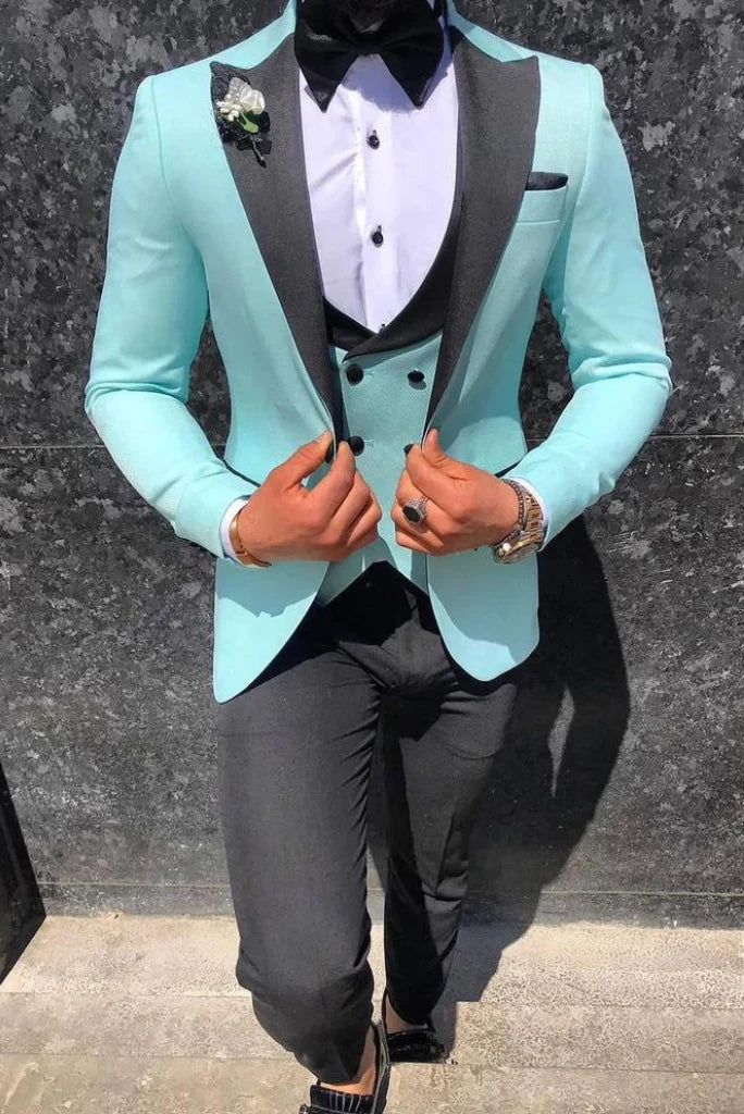 men oxy blue groom suit-Front