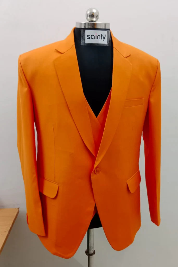 groomsmen wedding wear orange suit-Front