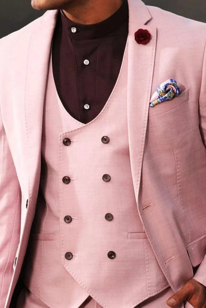 groomsmen wedding pink suit-Front