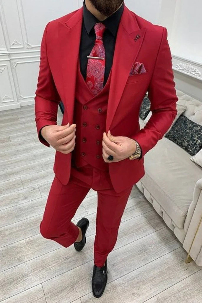 Men Wedding Wear Premium Three Piece Suit-Front