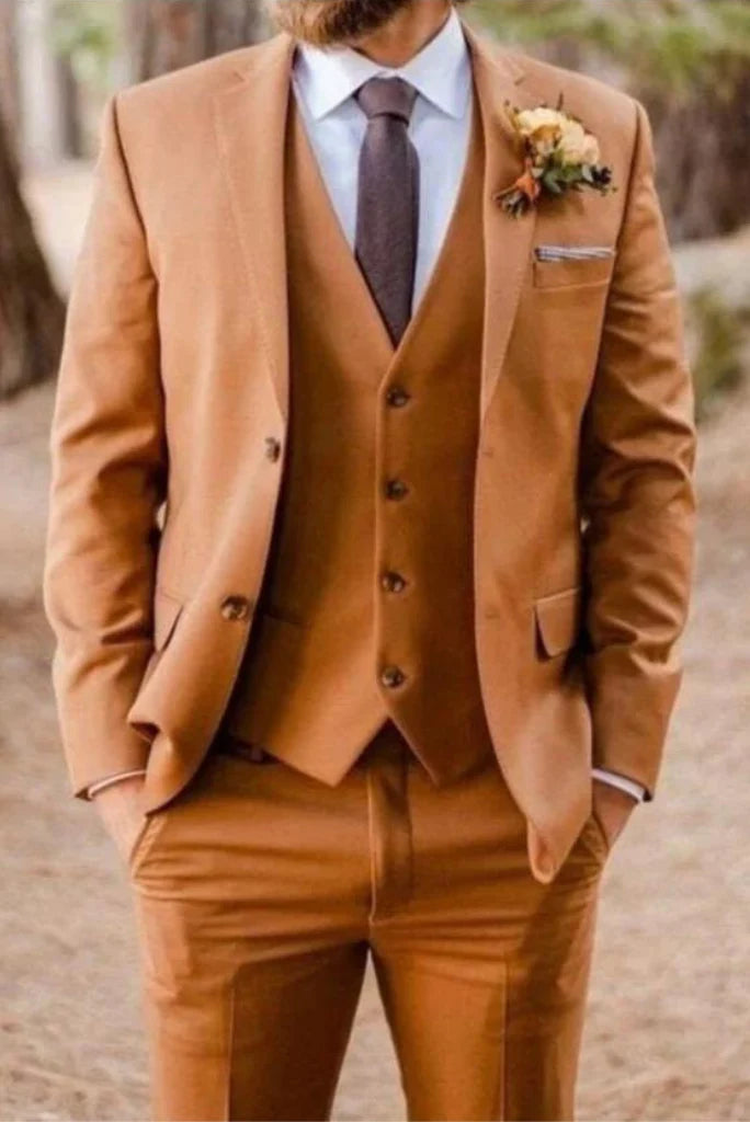 rust stylish wedding tuxedo suit-Front