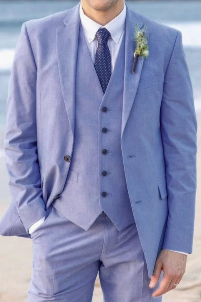 men wedding sky blue stylish suit-Front