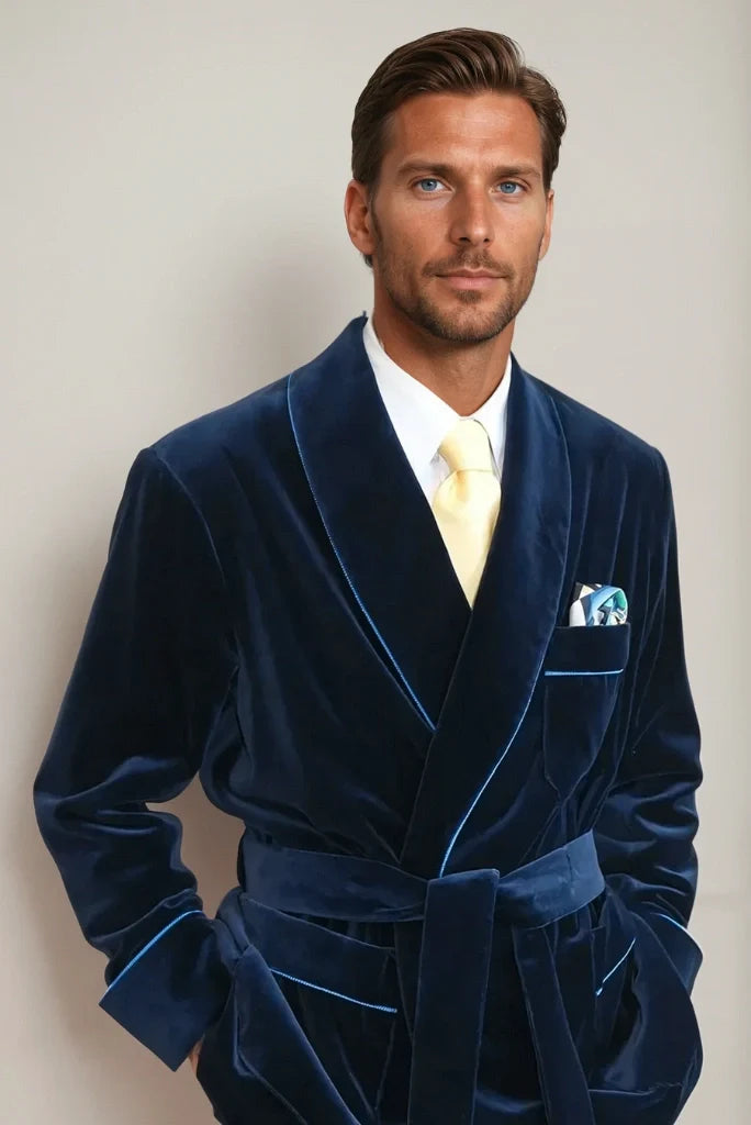 men winter luxury smoking jacket-Front