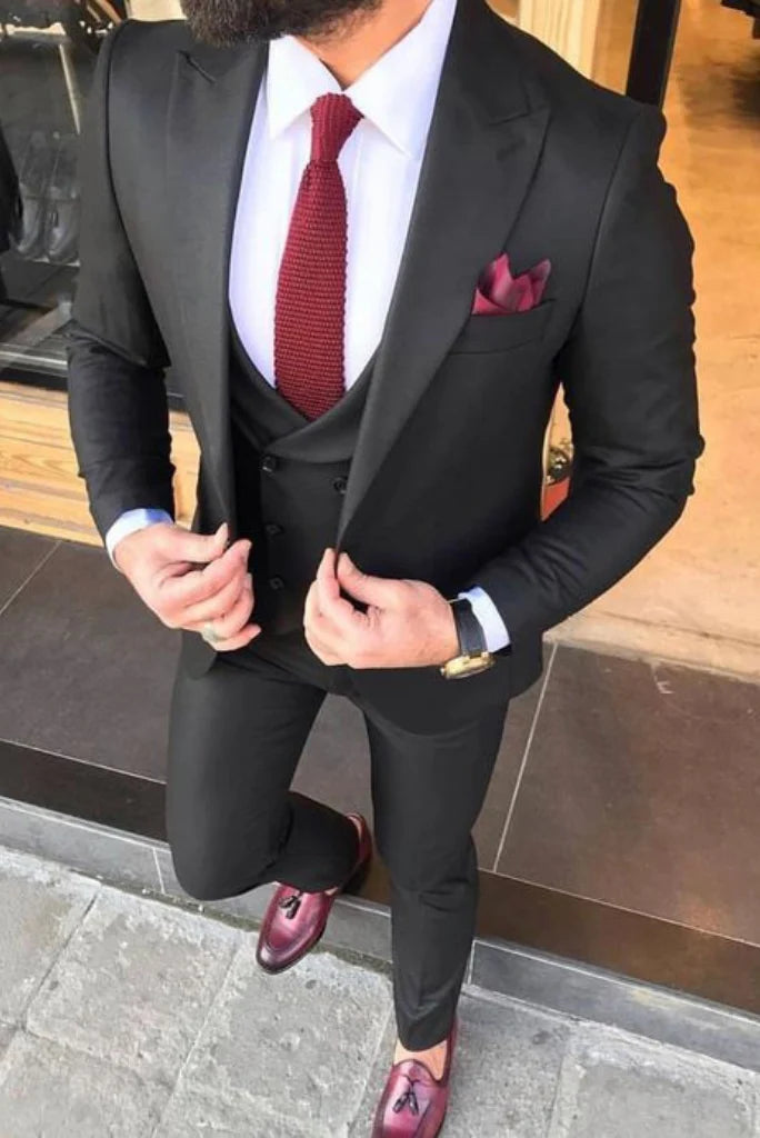 men wedding wear black suit-Front