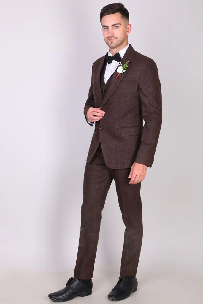 wedding wear stylish tweed suit for groomsmen-Front
