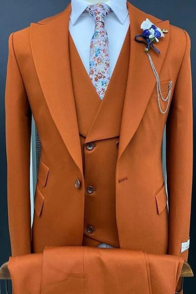 wedding orange suit for groomsmen-Front