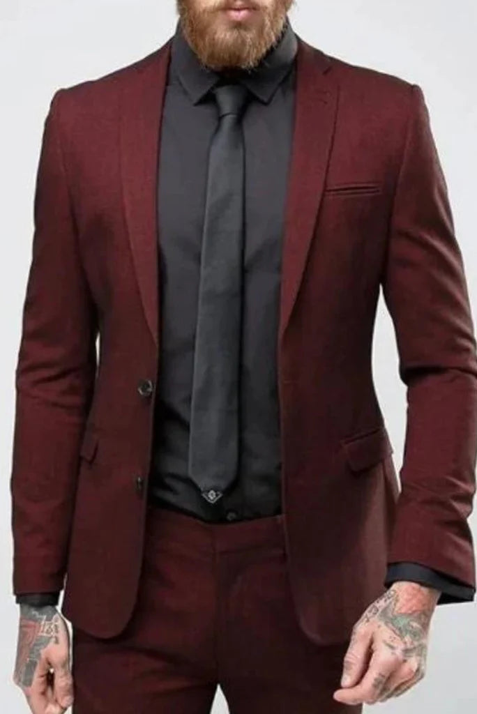 Sainly men wine suit-front
