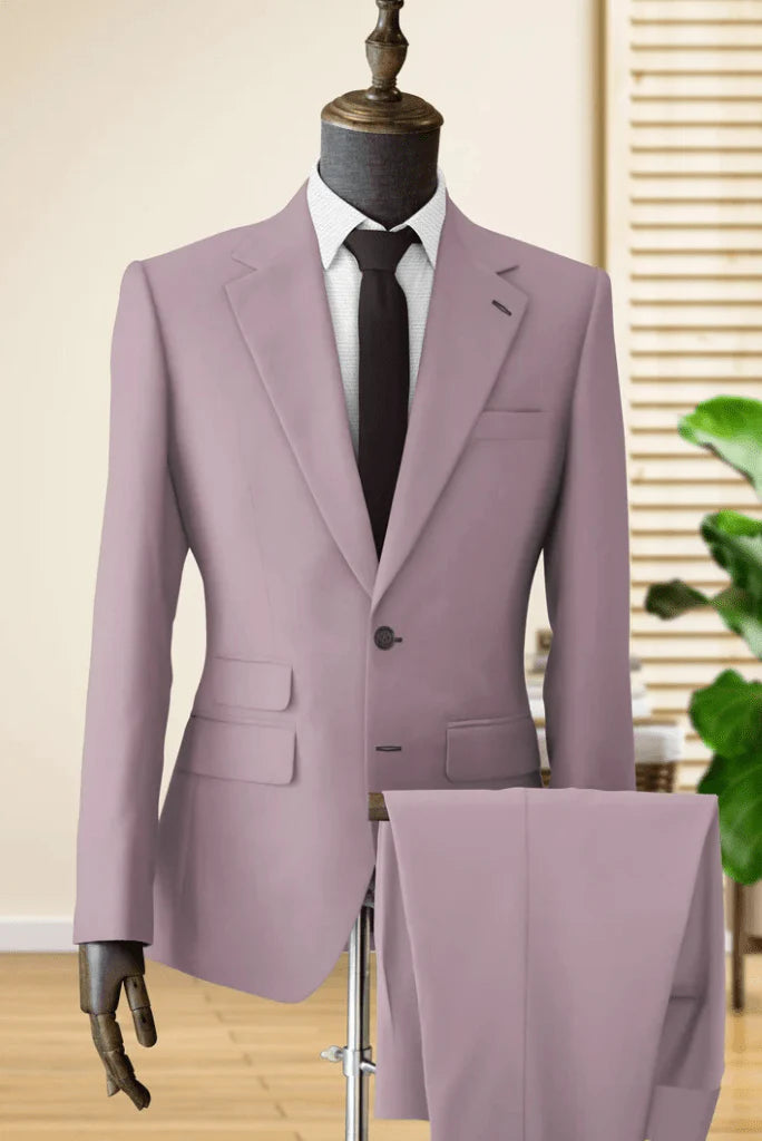 Men dusty rose two piece suit-front