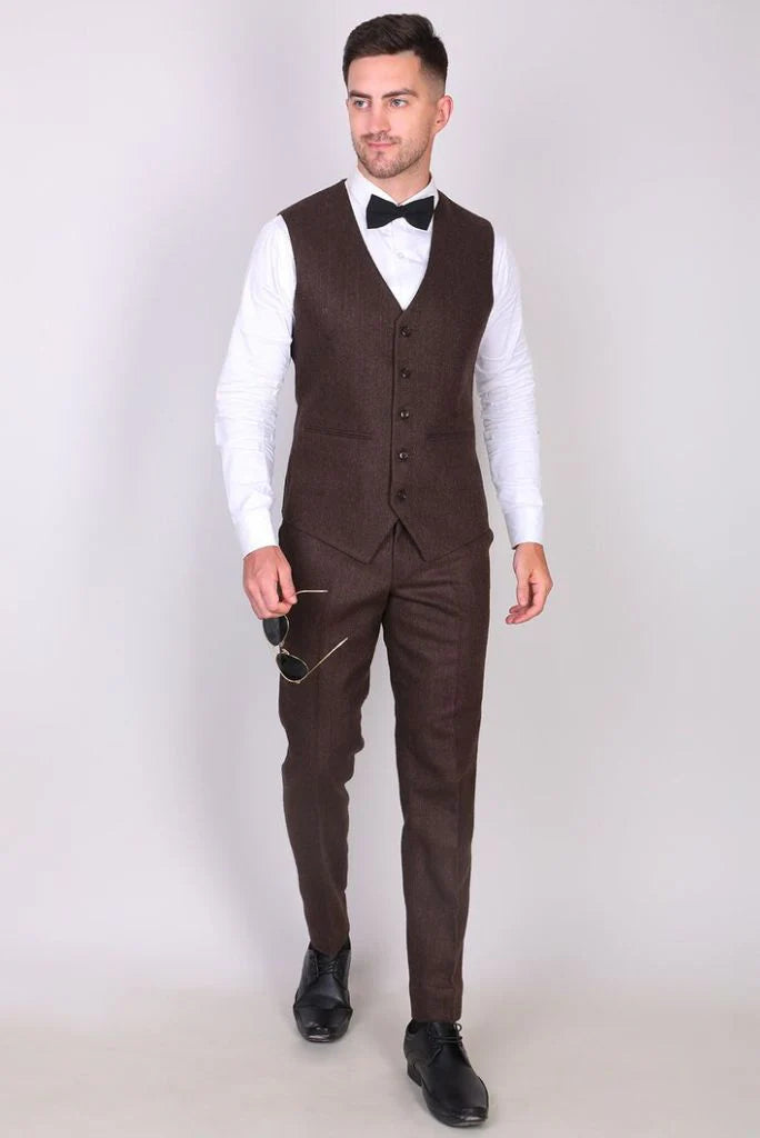 groomsmen luxury tweed suit-Front