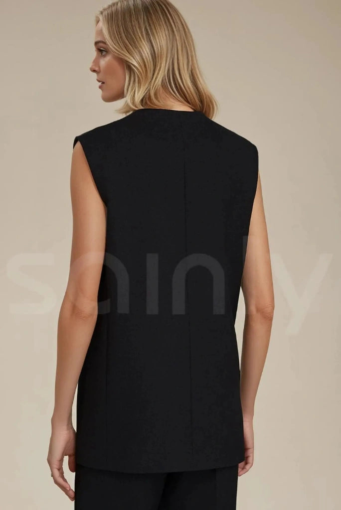 black waistcoat for women-back